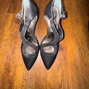 Nina Black Stiletto Heels with Intricate Straps